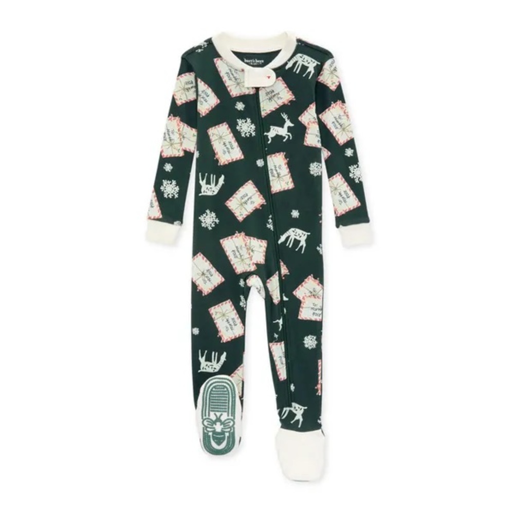 Burt’s Bees Baby NWT 6-9mo footie pajamas Letters to Santa